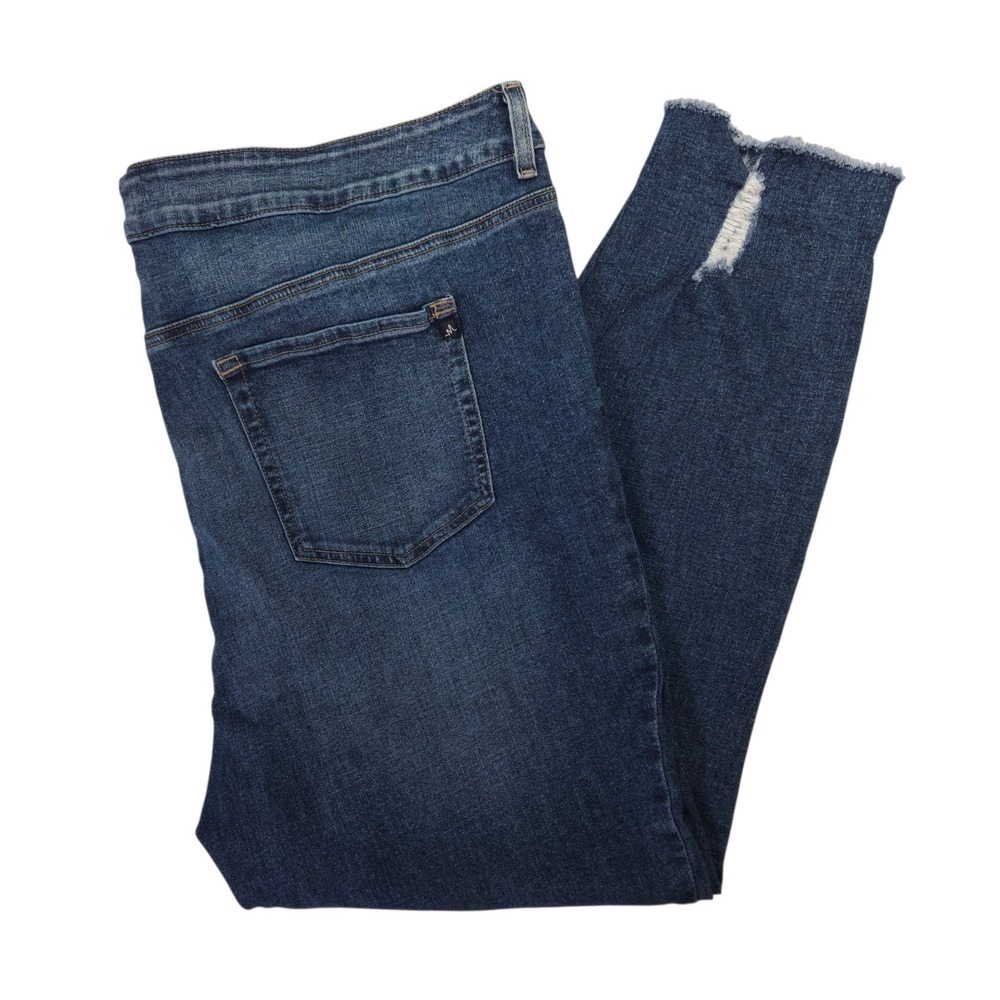 Maurices M Jeans Mid Fit Distressed Raw Hem Ankle Stretch Dark Wash Plus 24W